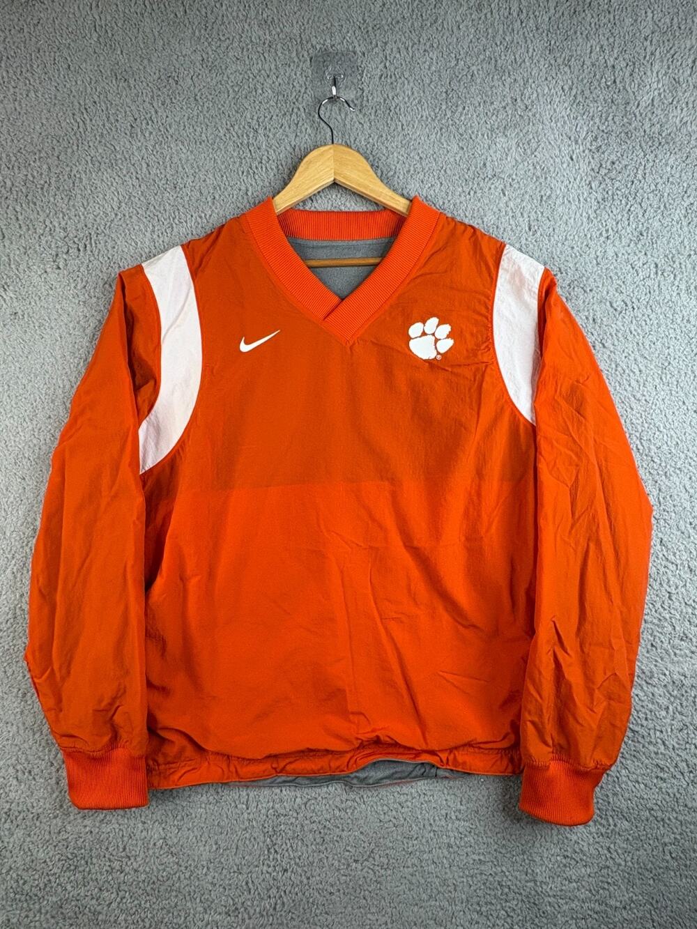 Nike Windshirt Men's Medium Orange Clemson Tigers NCAA On-Field V-Neck Pullover